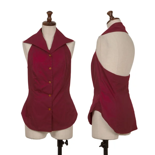 Vivienne Westwood Red Label Cotton Halter Neck Blouse Bordeaux 2 K-162212_001