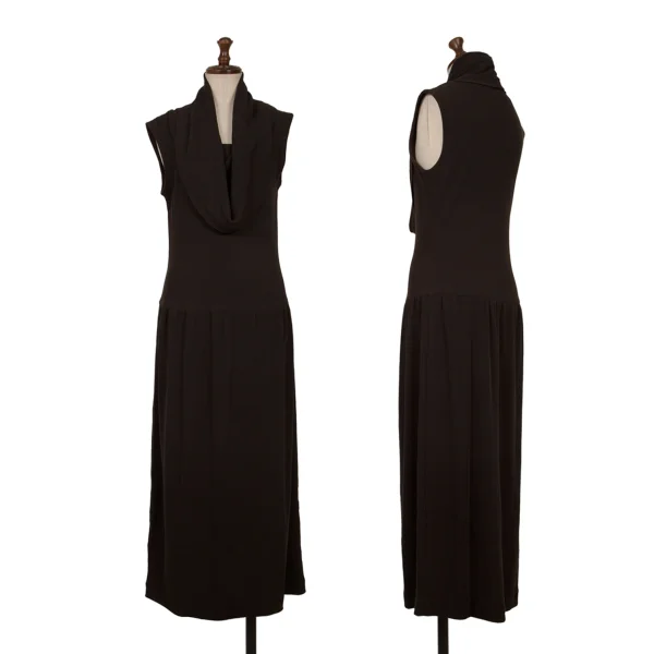 tricot COMME des GARCONS Cotton Draped Neck Sleeveless Dress Black M K-162214_001