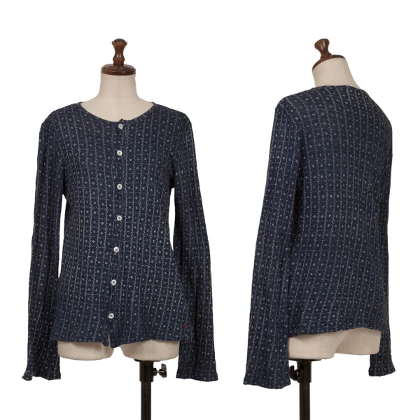 45rpm 45R Dyed Checker Cotton Cardigan  Indigo 3 K-162220_001