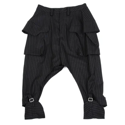 LIMI feu Wool Blended Striped Deformation Pants