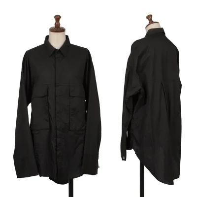 UN3D. Shirring Sleeve Design Pocket Nylon Shirt