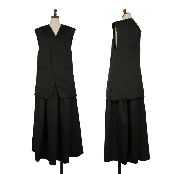 UN3D. Shirring Shiny Jacket & Skirt Black 36 38 K-162242_001