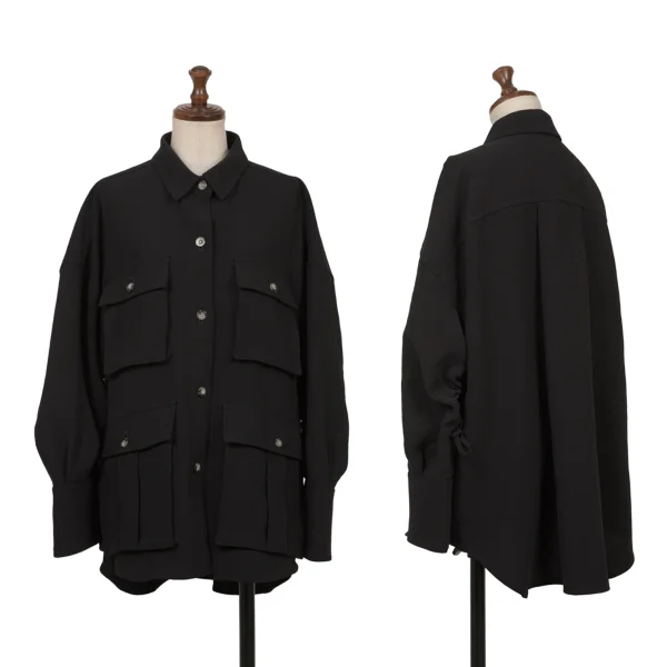 UN3D. Poly Flap Pocket Shirt Jacket Black 36 K-162243_001