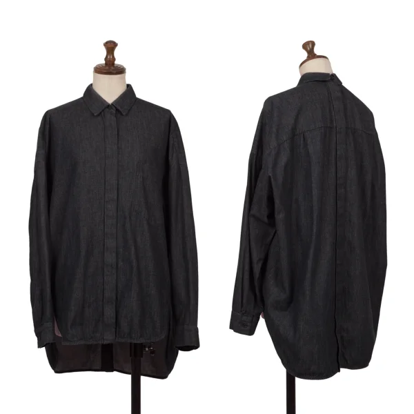 ENFOLD Cotton Opening Design Denim Shirt Navy 36 K-162246_001