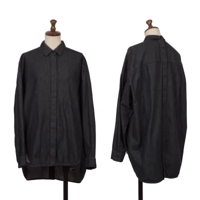 ENFOLD Cotton Opening Design Denim Shirt