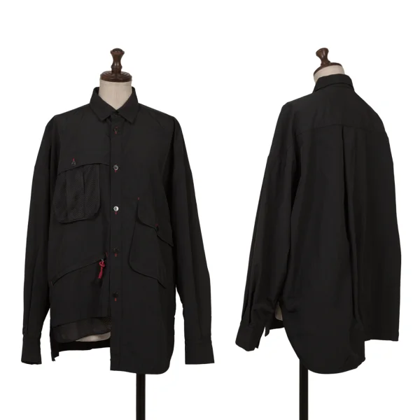 nagonstans Color Buttonhole Mesh Pocket Shirt Black M K-162248_001