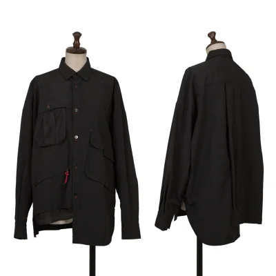 nagonstans Color Buttonhole Mesh Pocket Shirt
