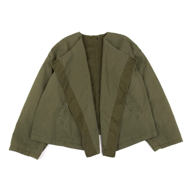 KAPITAL Ripstop Collar-less Jacket Khaki 1 K-162250_001