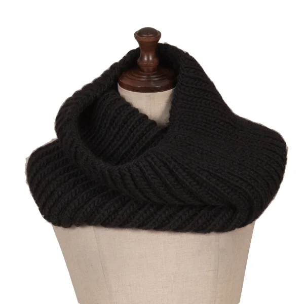 REALITY STUDIO Wool Rib Knit Neck Warmer Black  K-162254_001
