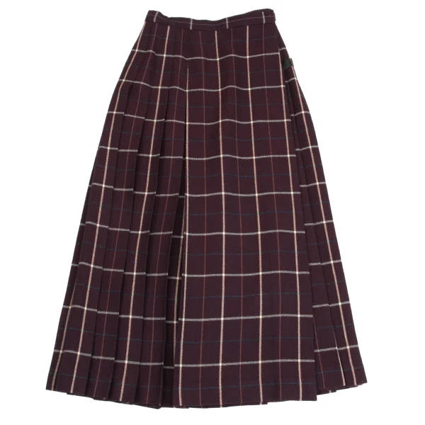 MARGARET HOWELL Wool Check Pleats Wrap Skirt K-162255_002
