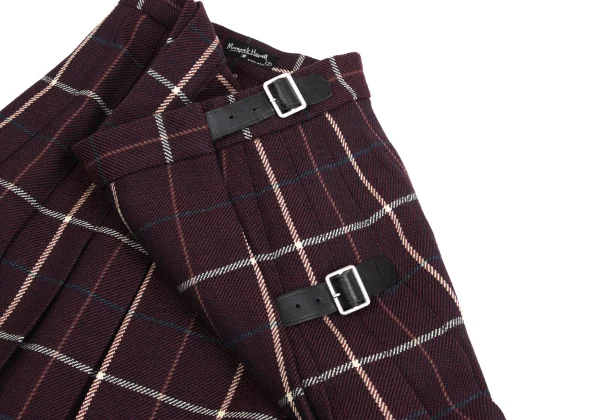 MARGARET HOWELL Wool Check Pleats Wrap Skirt K-162255_004