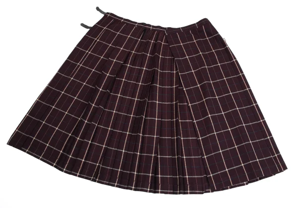 MARGARET HOWELL Wool Check Pleats Wrap Skirt K-162255_009
