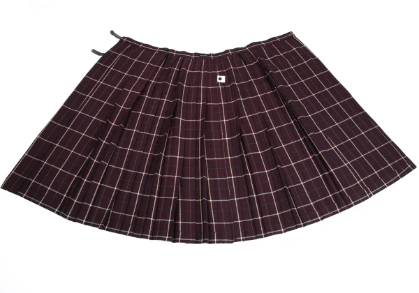 MARGARET HOWELL Wool Check Pleats Wrap Skirt K-162255_010
