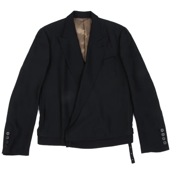 Jean Paul GAULTIER HOMME objet Wool Blend Peak Lapel Jacket Black 48 K-162257_001