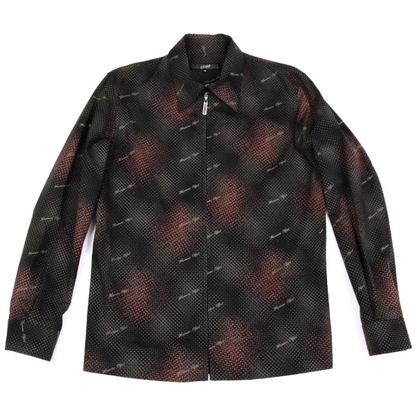 Jean Paul GAULTIER HOMME objet Graphic Logo Printed Zip Shirt Jacket Black,Red 48 K-162258_001