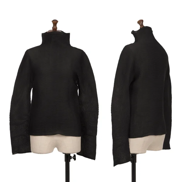 ISSEY MIYAKE me Stretch Pleats Turtle Neck T Shirt Black F K-162275_001