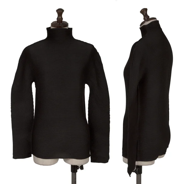 ISSEY MIYAKE me Stretch Pleated High Neck T Shirt Black Free K-162276_001