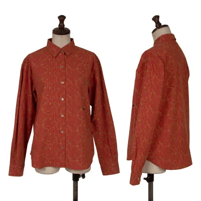Mademoiselle NON NON Cotton Floral Print Stripe Weave Shirt