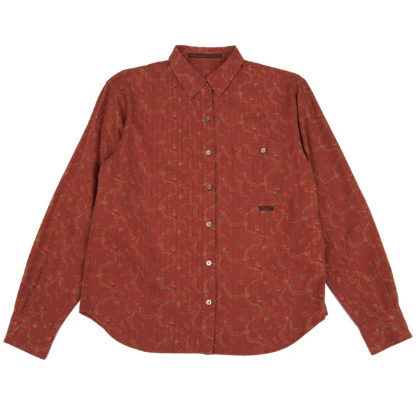 Mademoiselle NON NON Cotton Floral Print Stripe Weave Shirt K-162287_002