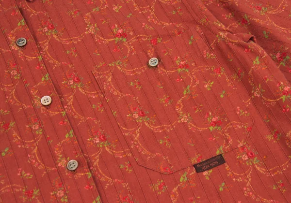 Mademoiselle NON NON Cotton Floral Print Stripe Weave Shirt K-162287_005