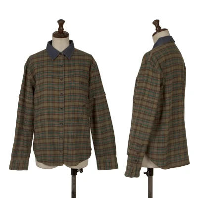 Mademoiselle NON NON Check Switching Collar Design Flannel Shirt