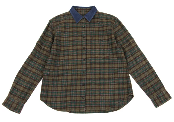 Mademoiselle NON NON Check Switching Collar Design Flannel Shirt K-162289_002