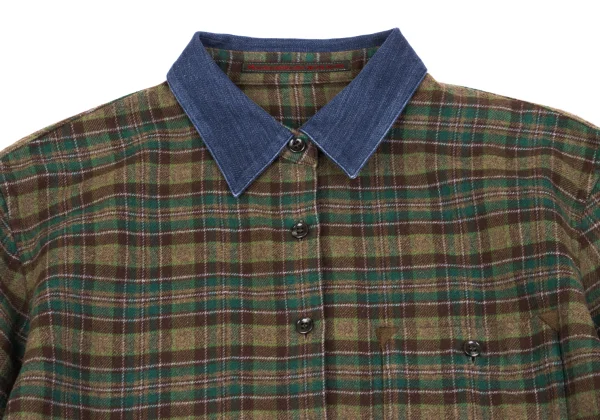 Mademoiselle NON NON Check Switching Collar Design Flannel Shirt K-162289_003