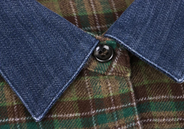 Mademoiselle NON NON Check Switching Collar Design Flannel Shirt K-162289_004