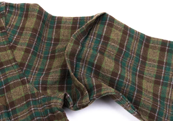 Mademoiselle NON NON Check Switching Collar Design Flannel Shirt K-162289_009