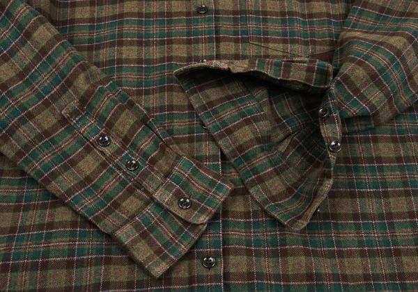 Mademoiselle NON NON Check Switching Collar Design Flannel Shirt K-162289_010
