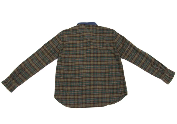 Mademoiselle NON NON Check Switching Collar Design Flannel Shirt K-162289_013