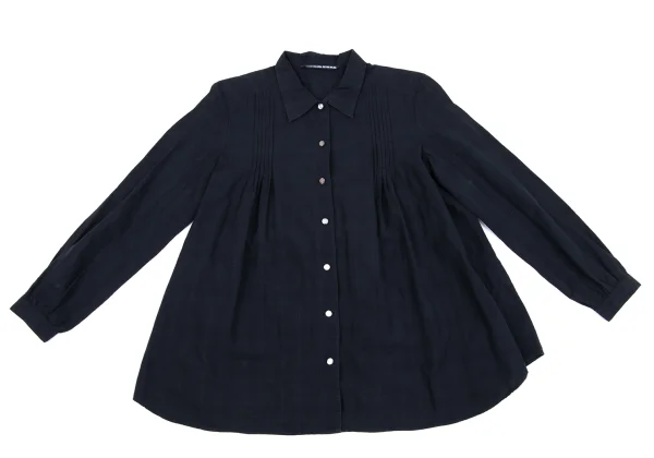 Mademoiselle NON NON Cotton Shadow Check Pin-tuck Design Blouse K-162290_002
