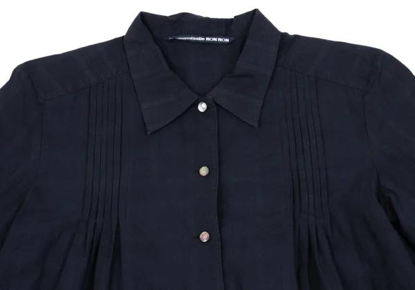 Mademoiselle NON NON Cotton Shadow Check Pin-tuck Design Blouse K-162290_003