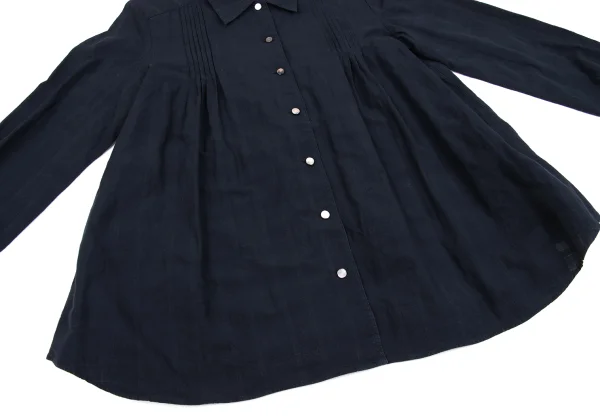 Mademoiselle NON NON Cotton Shadow Check Pin-tuck Design Blouse K-162290_009