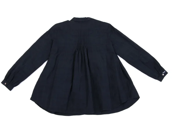 Mademoiselle NON NON Cotton Shadow Check Pin-tuck Design Blouse K-162290_012
