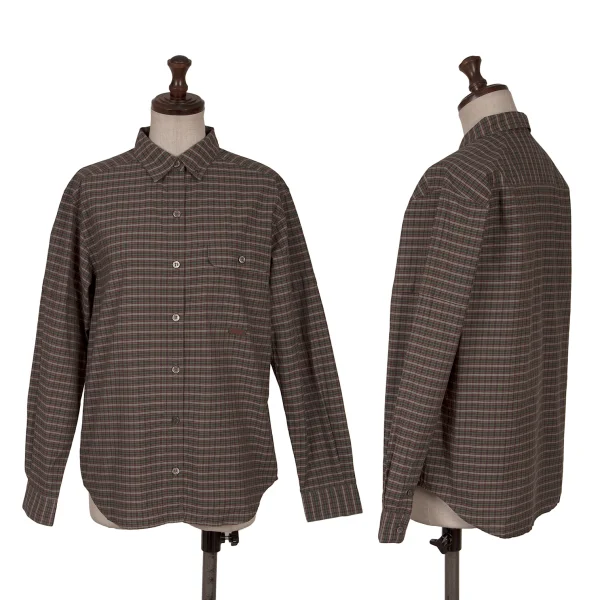 Mademoiselle NON NON Cotton Check Shirt Khaki M K-162291_001