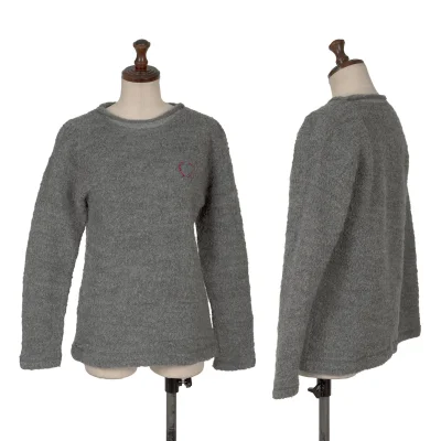 Mademoiselle NON NON Wool Cotton Point Patch Roll Neck Pile Knit