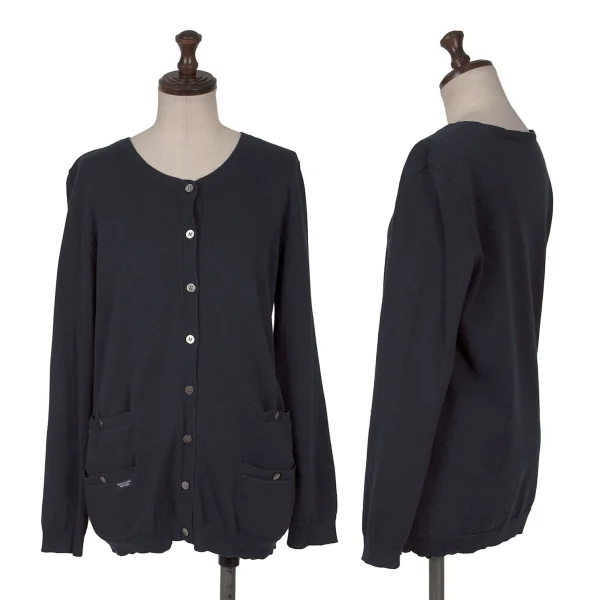Mademoiselle NON NON Linen Cotton Twin Pocket Cardigan Navy 38M K-162298_001