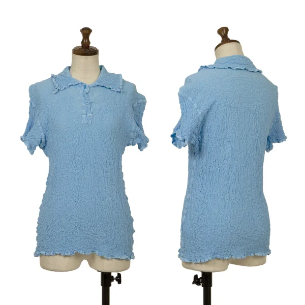 ISSEY MIYAKE me Dyed Cauliflower Short Sleeved Polo Shirt Sky blue Free K-162300_001