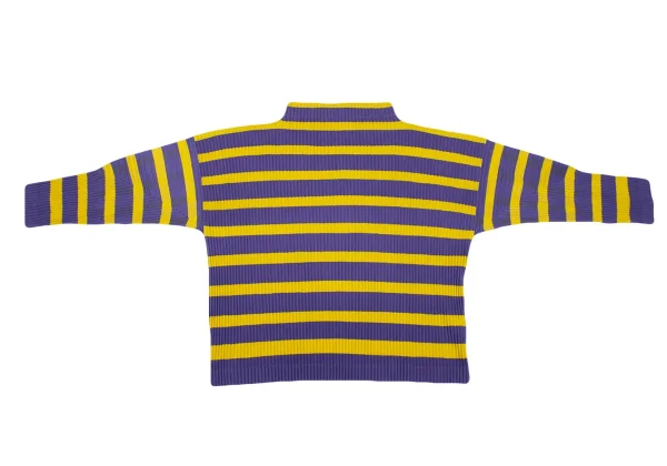 ISSEY MIYAKE me Stripe Fine Knit Pleated High Neck T Shirt K-162301_002