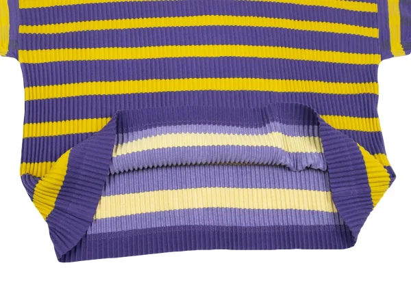 ISSEY MIYAKE me Stripe Fine Knit Pleated High Neck T Shirt K-162301_010