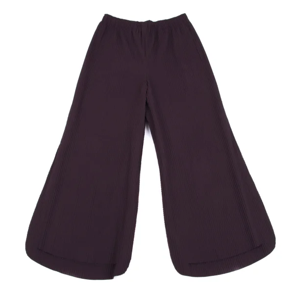 ISSEY MIYAKE me Fine Knit Pleated Round Hem Wide Pants Purple Free K-162306_001
