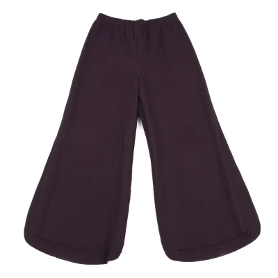 ISSEY MIYAKE me Fine Knit Pleated Round Hem Wide Pants