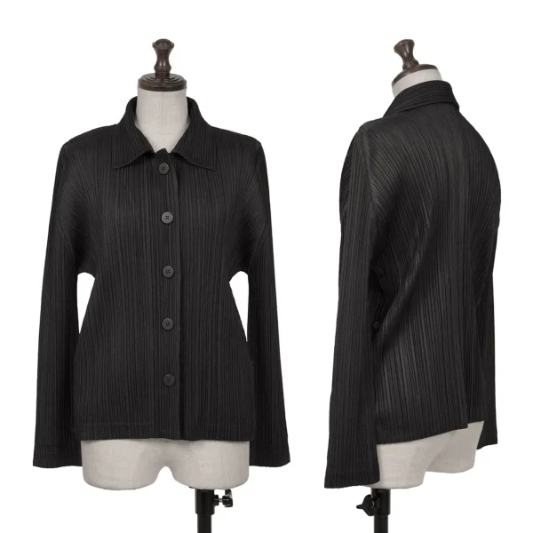 PLEATS PLEASE Pleated Side Button Jacket Black 3 K-162311_001