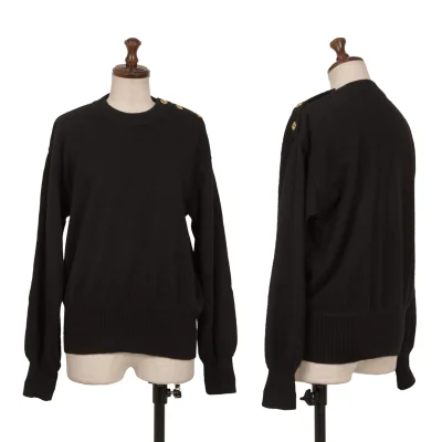 GIVENCHY TRICOT Wool Shoulder Button Knit Sweater