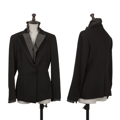 HIROKO KOSHINO Striped Frill Detachable Wool Jacket