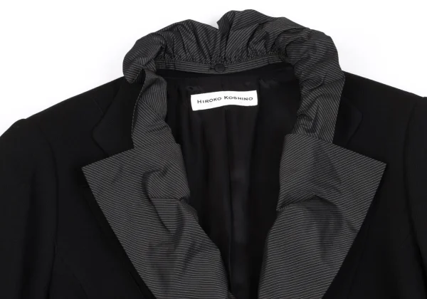 HIROKO KOSHINO Striped Frill Detachable Wool Jacket K-162314_003