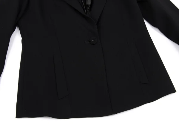 HIROKO KOSHINO Striped Frill Detachable Wool Jacket K-162314_010