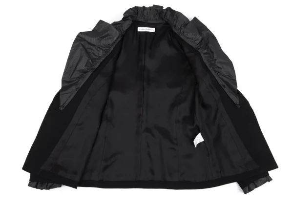 HIROKO KOSHINO Striped Frill Detachable Wool Jacket K-162314_013