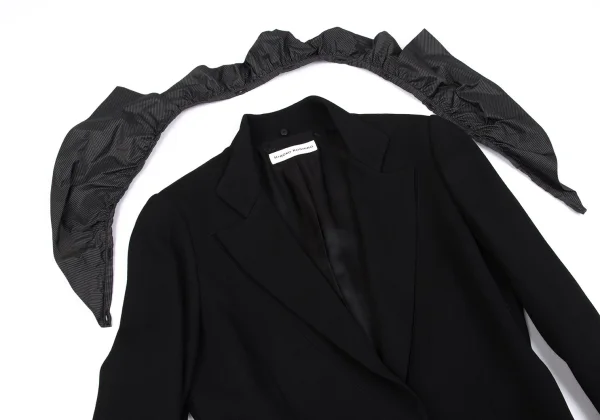 HIROKO KOSHINO Striped Frill Detachable Wool Jacket K-162314_015